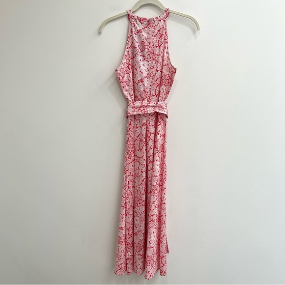 Liberty Fabric for Antonio Melani Red White Floral Tie Midi Dress Sleeveless 0 - Picture 5 of 11